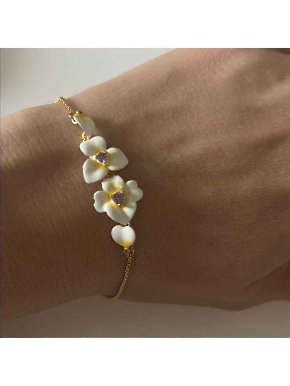 Kate Spade White Enamel Floral Bracelet